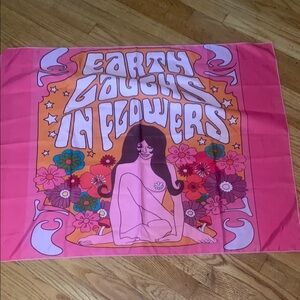 Earth Laughs In Flowers - Pink and Orange Graphic Tapestry 36x29